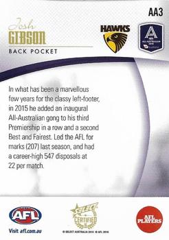 2016 Select AFL Certified - All Australian 2015 #AA3 Josh Gibson Back